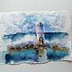 Watercolor painting of the lighthouse (seascape white turquoise). Pictures. Pastelena. Online shopping on My Livemaster.  Фото №2