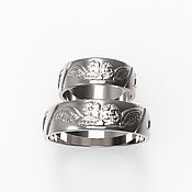 Свадебный салон handmade. Livemaster - original item Paired wedding rings with Angels in sterling silver (Ob14). Handmade.