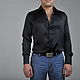 Мужская рубашка из жаккардового чёрного шёлка "Paolo". Рубашки мужские. Afanaseva Tamara (regina341). Интернет-магазин Ярмарка Мастеров.  Фото №2
