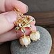 Order Gold Flower Earrings, Lampwork Earrings, Flower Earrings. Jewelry by Katie (BijouByKatie). Livemaster. . Earrings Фото №3