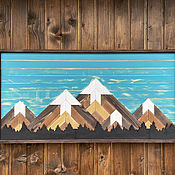 Картины и панно handmade. Livemaster - original item Wooden panel with mountains in Scandinavian style. Handmade.