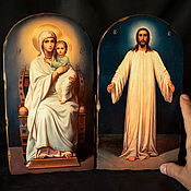 Картины и панно handmade. Livemaster - original item wedding pair. Our Lady of Cyprus and the Savior in a white chiton. Handmade.