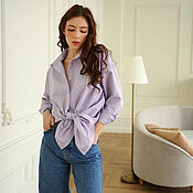 Одежда handmade. Livemaster - original item Shirt Cotton oversize loose, boyfriend shirt, lilac. Handmade.