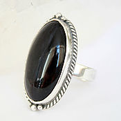 Украшения handmade. Livemaster - original item Octavia ring in 925 silver with oval black obsidian SP0045. Handmade.