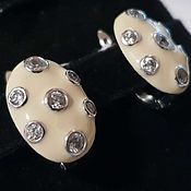 Украшения handmade. Livemaster - original item Silver earrings with enamel and cubic zirconia. Handmade.