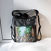 Сумки и аксессуары handmade. Livemaster - original item Backpack-bag leather with painting to order for Polina.. Handmade.