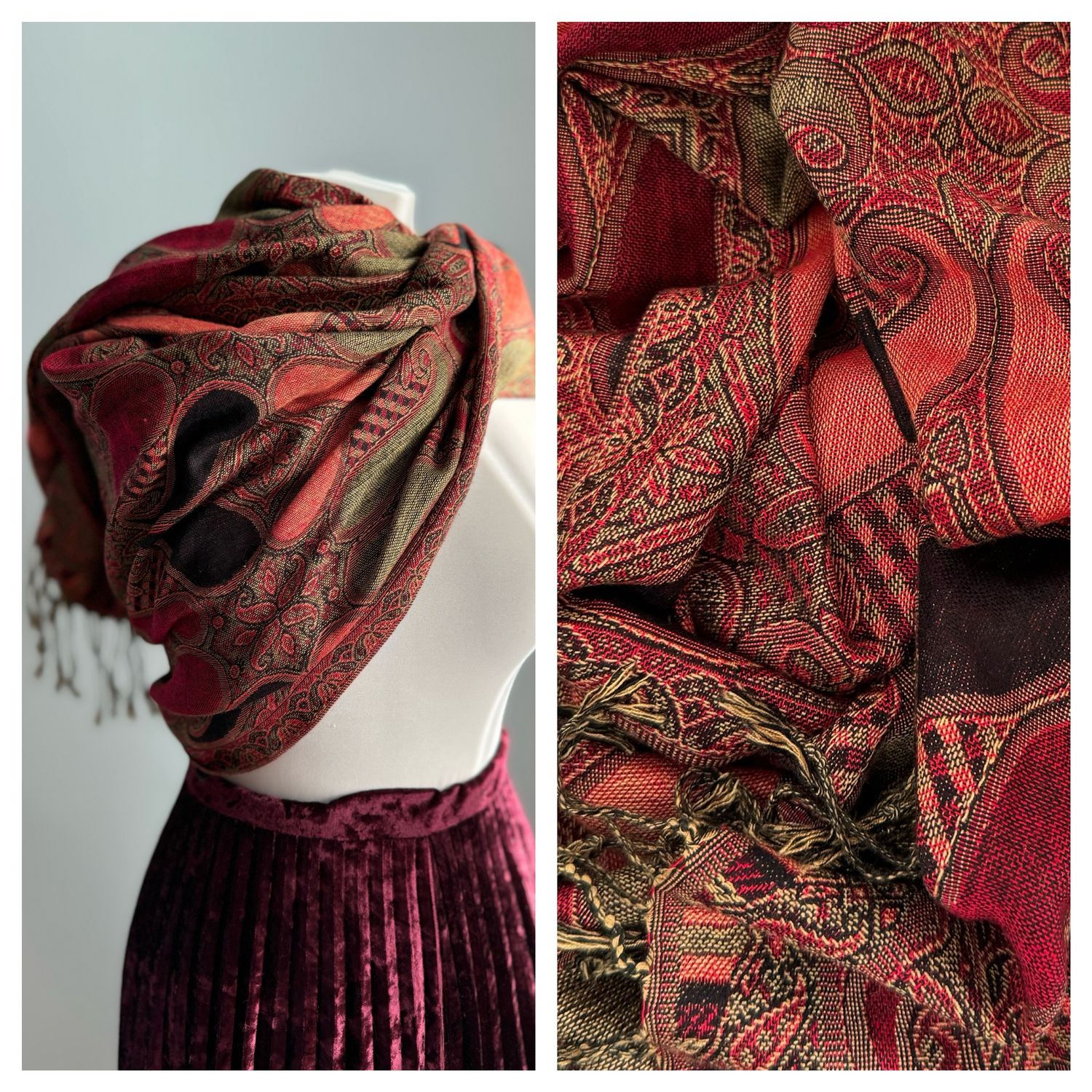 Винтаж: Большой палантин Pashmina. Кашемир+шелк в интернет-магазине ...