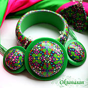 Украшения handmade. Livemaster - original item Jewelry sets: Bracelet, earrings, kaleidoscope green pendant. Handmade.