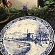 Porcelain plate 'At the mill', Delft, Holland. Decorative vintage plates. 'Gollandskaya Vest-Indskaya kompaniya'. Интернет-магазин Ярмарка Мастеров.  Фото №2