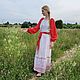 Платье с орнаментом "Макошье", льняное, русский стиль, Народные платья, Кострома,  Фото №1