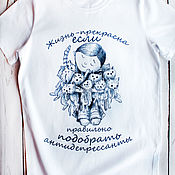 "Статуи моаи" футболка с ручной росписью