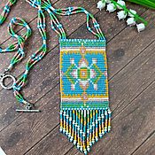 Украшения handmade. Livemaster - original item Necklace made of beads with geometric Boho Ethnic pattern. Handmade.