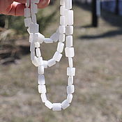 Украшения handmade. Livemaster - original item Set: necklace and bracelet of white jade White shimmer. Handmade.