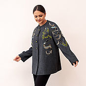 Одежда handmade. Livemaster - original item Bomber jacket made of Italian wool with silk applique. Handmade.