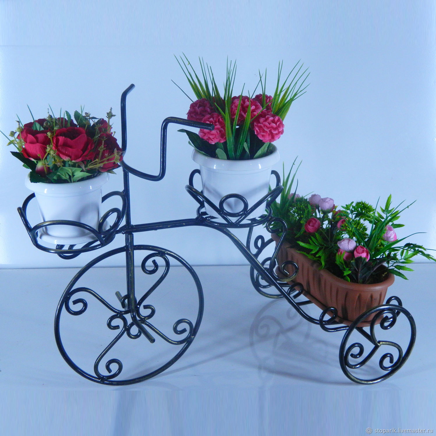 Садовая цветочница на 5 кашпо Велосипед 53-604 металлическая 53-604