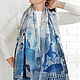 Batik scarf 'Gray-blue Peter' natural silk. Scarves. Handpainted silk by Ludmila Kuchina. My Livemaster. Фото №4