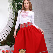Одежда handmade. Livemaster - original item Red skirt in the floor 