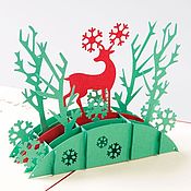 Открытки handmade. Livemaster - original item New year`s deer-three-dimensional handmade greeting card. Handmade.
