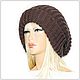Шапка "Ника"  кофе  (шапка вязаная, шапка). Шапки. Ирина(shvilinka.knit). Интернет-магазин Ярмарка Мастеров.  Фото №2