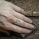 Тонкое серебряное кольцо веточка с лунным камнем "Роса". Кольца. Chakruna. Ярмарка Мастеров.  Фото №6