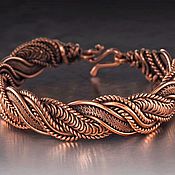 Медный браслет / Уникальный дизайн / Плетение из проволоки wire wrap