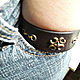 Bracelet genuine leather brown with bronze. Cuff bracelet. Brave. My Livemaster. Фото №4