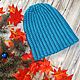 Knitted beanie hat in blue color for a girl. Caps. komarovanata. My Livemaster. Фото №6