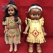 Винтаж handmade. Livemaster - original item two vintage miniature dolls in leather dresses (2). Handmade.