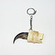 Key chain with bear claw 5-7 media head of the bone of mammoth. Hand carved bone.
