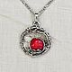 Pendant with red coral round pendant red pendant for every day, Pendants, Moscow,  Фото №1