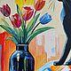 Картина Черный кот на подушке 40х40см. Картины. Kartiny-anastasii-utlyakovoj. Ярмарка Мастеров.  Фото №6
