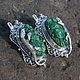Order Lizard earrings with malachite in 925 silver AN0020. Sunny Silver. Livemaster. . Earrings Фото №3