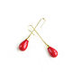 Earrings with red pearls, long earrings 'Contrasts of autumn'. Earrings. Irina Moro. My Livemaster. Фото №5