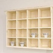 Wooden shelf for wine and glasses with decor