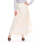 Одежда handmade. Livemaster - original item Skirt white linen with lace long. Handmade.