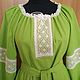 Linen long dress green 'Bereginya'. Dresses. Kupava - ethno/boho. Online shopping on My Livemaster.  Фото №2