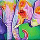 Картина Цветные слоны, влюбленные, масло, холст. Картины. Картины для Вашего Интерьера. Ярмарка Мастеров.  Фото №6