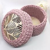 Для дома и интерьера handmade. Livemaster - original item Knitted basket with lid, storage basket made of knitted yarn. Handmade.