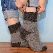 Аксессуары handmade. Livemaster - original item Knitted socks feather grey 100% goat down. Handmade.