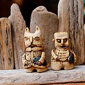 Для дома и интерьера handmade. Livemaster - original item Figurines. The Fisherman and the Fisherman`s Cat.. Handmade.