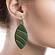 Green Leather Earrings. Earrings. Two Starlings. My Livemaster. Фото №5