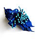 Order Festive brooch flower with stamens Salute blue azure with turquoise. De-Si-Re. Livemaster. . Brooches Фото №3