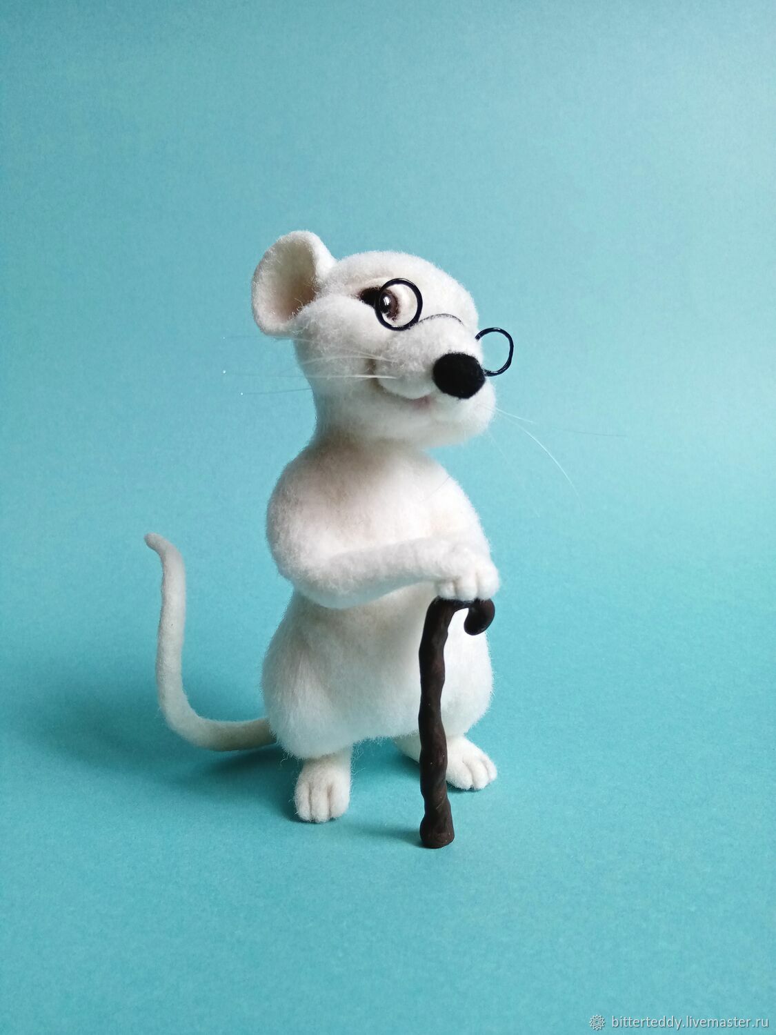 Белый мудрый крыс, Войлочная игрушка, Миасс,  Фото №1
