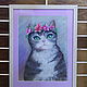 Picture with a cat Picture in the nursery cat in the picture. Pictures. kartina-sochi. Online shopping on My Livemaster.  Фото №2