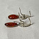 Amber Earrings Amber Cognac Petals Pendants 925 Sterling Silver Star. Vintage earrings. Aleshina. My Livemaster. Фото №5