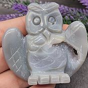Подарки к праздникам handmade. Livemaster - original item Owl figurine made of natural smoky agate. Handmade.
