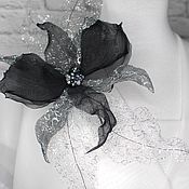 brooches: Silk flowers. Rose 