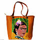 Leather yellow brown bag "Frida Kahlo", Classic Bag, Bologna,  Фото №1
