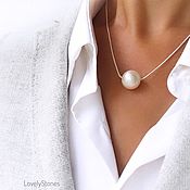 Украшения handmade. Livemaster - original item Necklace with a large milk bead on a chain around the neck to work in the office. Handmade.