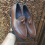 Лоферы мужские из материала парусины Обувь ручной работы